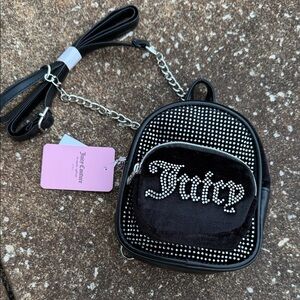 Juicy Couture Mini Black Rhinestone Mini Backpack. NWT
